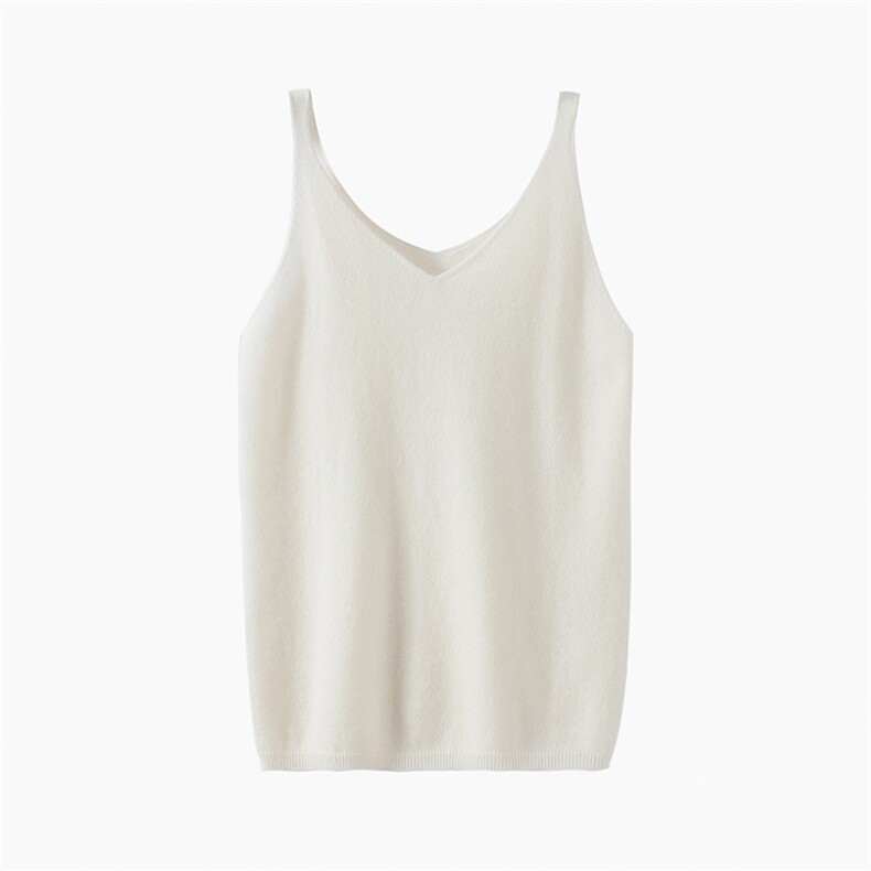 2025百搭时尚简约v领吊带，女装T恤，举月羊绒