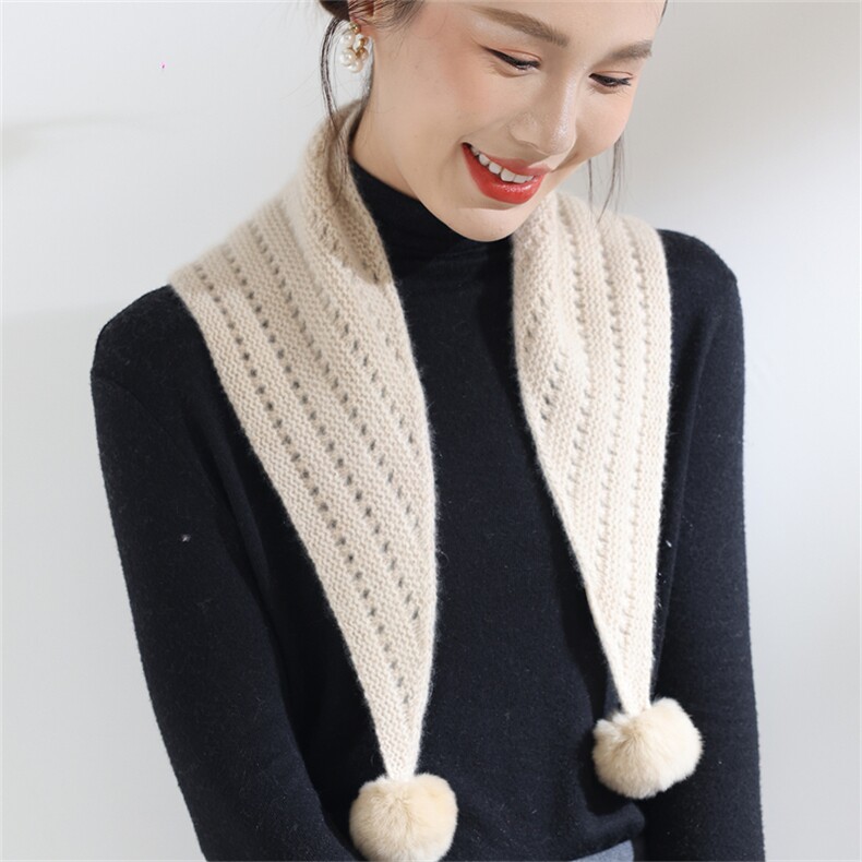2025秋冬季时尚百搭通勤简约休闲带球三角围巾，围巾，思琳羊绒