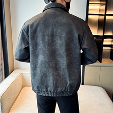 潮流皮衣外套男春秋季复古百搭拉链宽松机车服pu皮夹克潮JK2591，男装夹克，星座301B-1