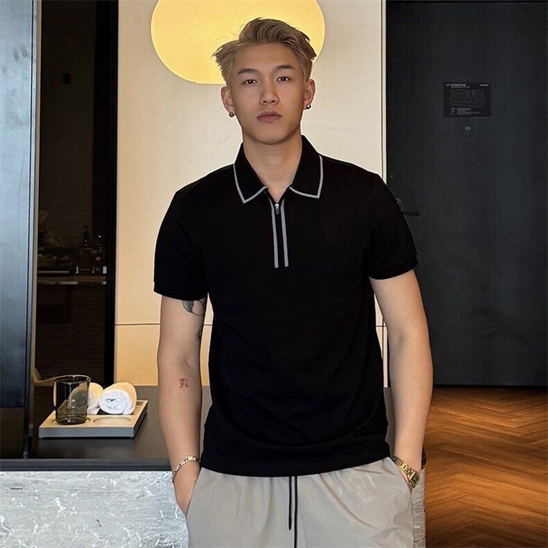 2025夏季新款短袖翻领T恤高级感Polo衫2263-特P46,男装T恤,电商D342
