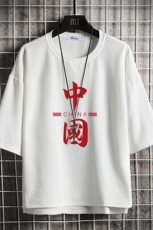 Q11198-P30春夏季七分袖t恤男大码五分袖男短袖中袖网格挂拍，男装T恤，电商A040A