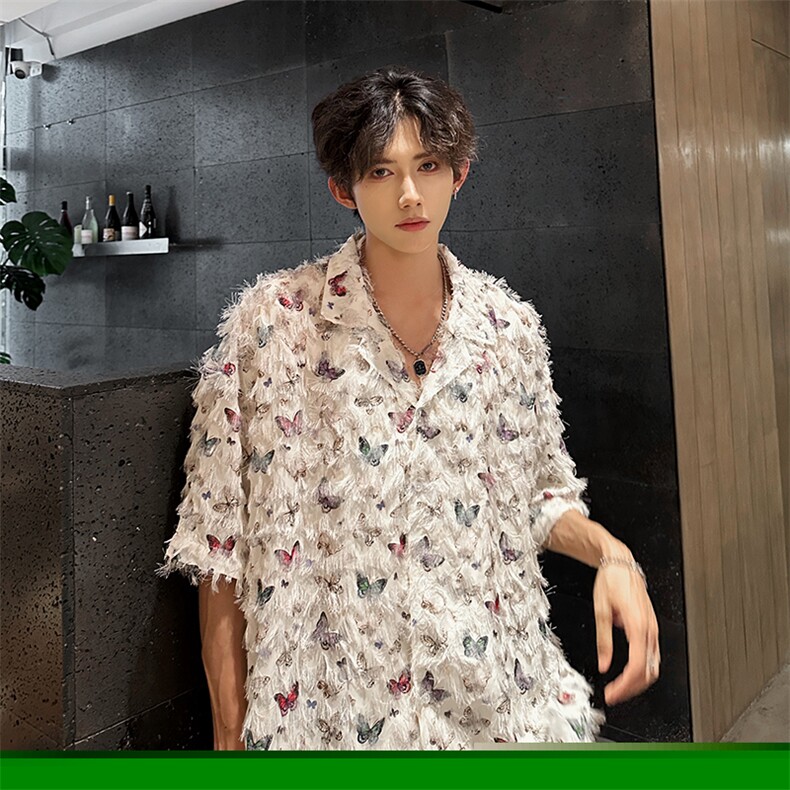 流苏蝴蝶潮男衬衫A071-C85-P45,男装衬衫,电商A071