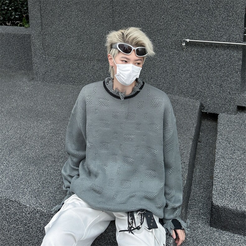美式破洞毛衣秋冬季潮流宽松保暖打底线衣,男装针织衫/毛衣,星座410-7