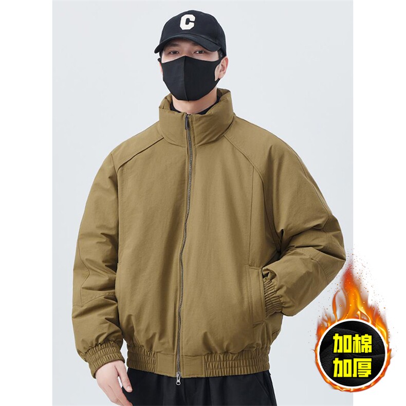 现货美式高街休闲棉衣夹克三防立领纯色户外工装加厚棉服外套,男装夹克,电商A486