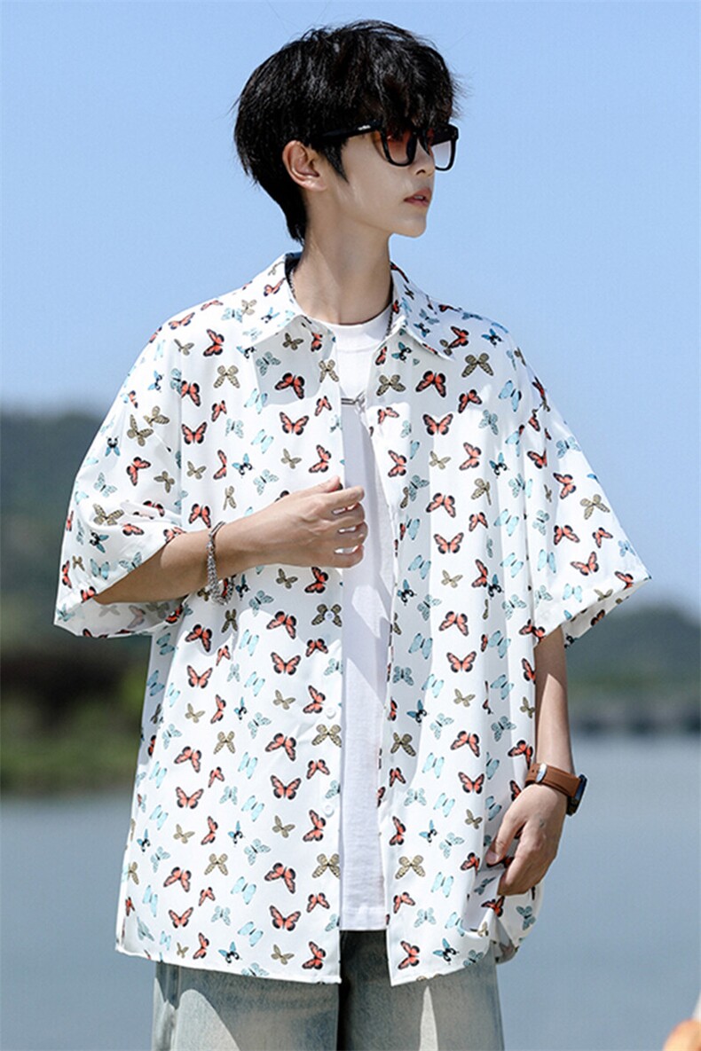 8XL-M花衬衫男短袖夏季薄款冰丝半袖宽松大码休闲外套DC28008P38,男装衬衫,电商B312