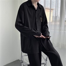 日系衬衫男长袖夏季港风宽松韩版潮流ins港风冰丝衬衣W1159-P32，男装衬衫，星座512-4