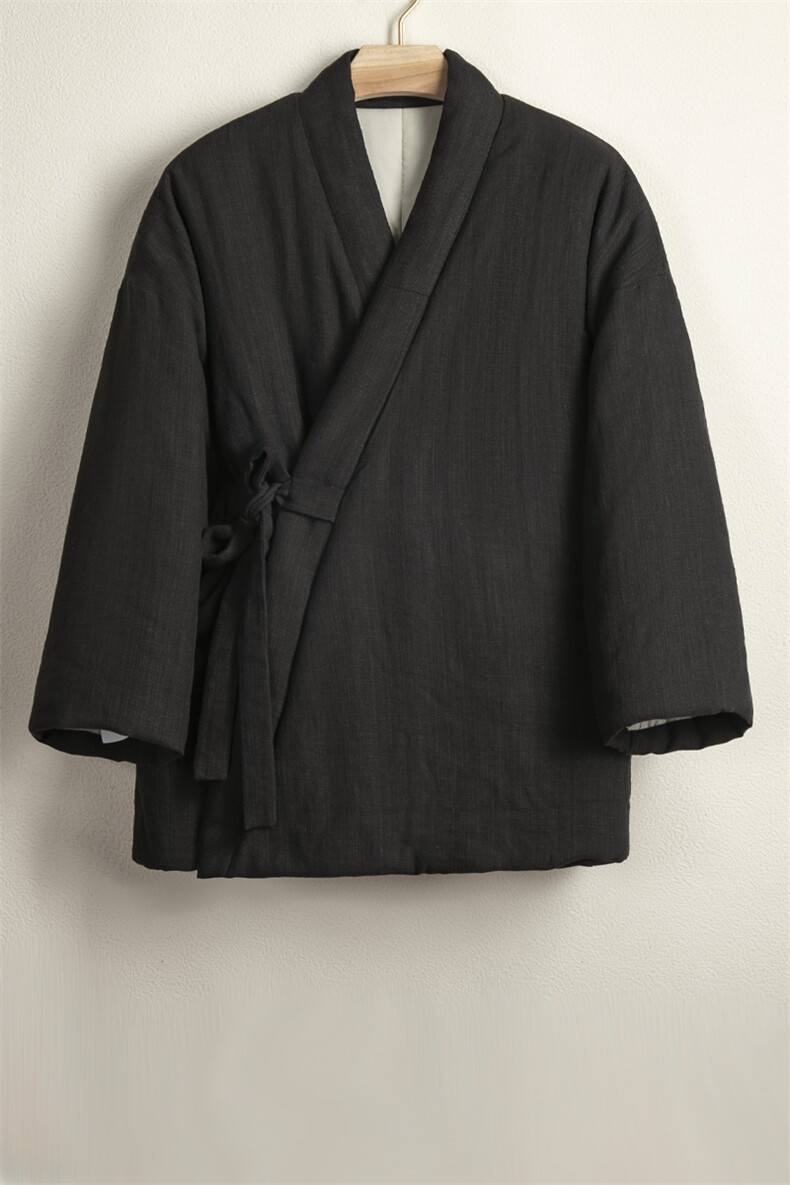 秋冬新款风男装棉麻男士改良汉服新中式棉衣外套H80P145,男装棉衣,钱塘802