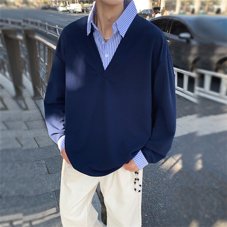 学院风假两件卫衣潮流宽松休闲上衣A161-MT-2603-P48,男装卫衣,电商A161