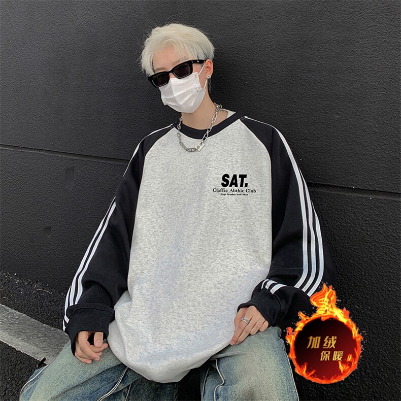 抖音得物供货提供视频秋冬重磅美式宽松织带圆领卫衣0770，男装卫衣，电商A486