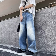 简约百搭青春流行牛仔裤新款宽松直筒慵懒潮夏季长裤男气质潮流，男装牛仔裤，星座716-2