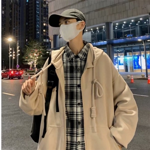 男潮流宽松秋季外穿青春流行百搭休闲夹克慵懒潮中长款长袖立领图片