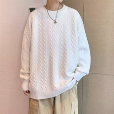 男冬季慵懒风圆领毛衣青少年宽松保暖针织衫潮流日系百搭线衣，男装针织衫/毛衣，星座715-4
