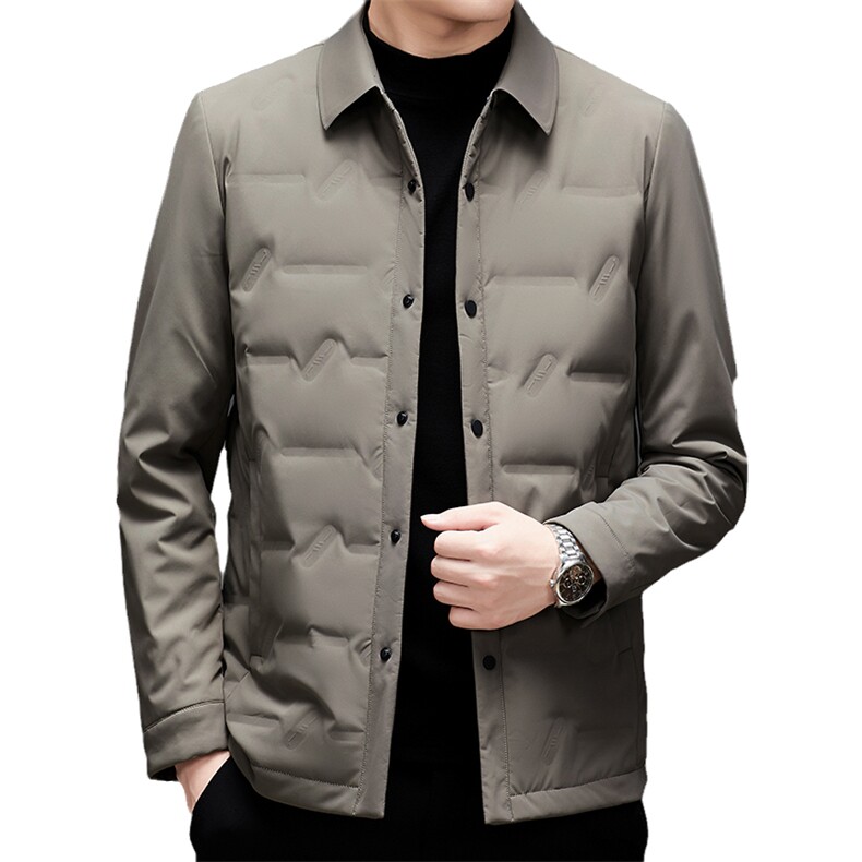 纯色翻领90鹅绒羽绒服男士冬季商务休闲简约羽绒袄MSNAD2118-P265,男装羽绒服,电商B212（原钱塘6029）