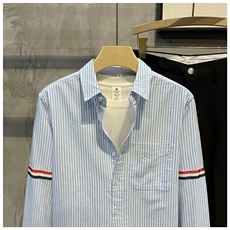 高品质秋冬款男女条纹衬衫宽松休闲衬衣cs6777P45，男装衬衫，星座1013-1