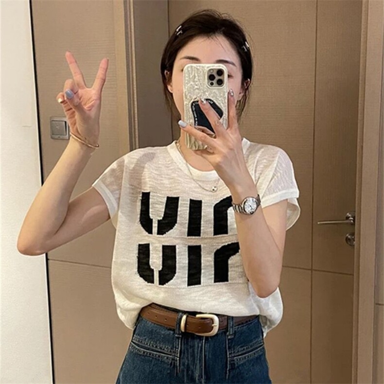 t恤女短袖2025夏季新款大码显瘦设计感小众短款圆领上衣,女装T恤,斯美雅安迪绒