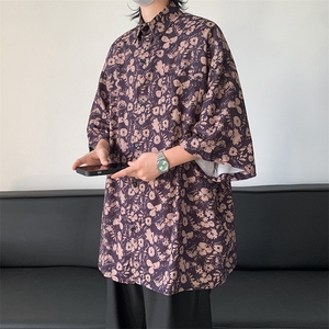 新款夏季沙滩服花短袖衬衫美式潮牌宽松休闲慵懒上衣图片