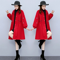 2021年冬季中长款蝴蝶气眼毛呢大衣，女装毛呢外套，天丝秀
