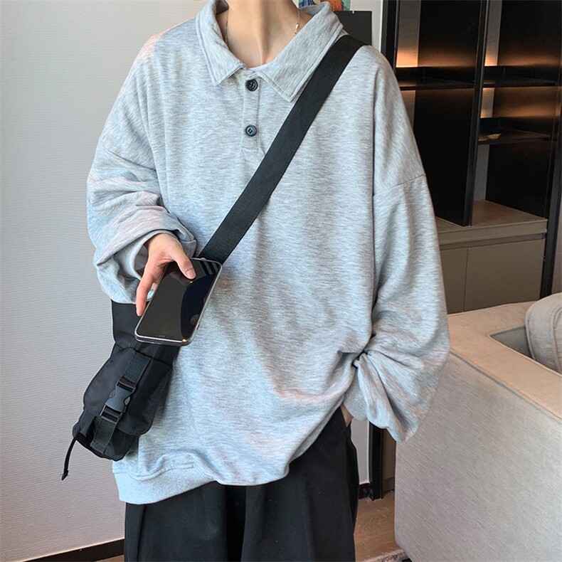 卫衣男春秋季2021新款潮牌ins港风POLO领上衣休闲宽松W1459-P28,男装卫衣,星座512-4