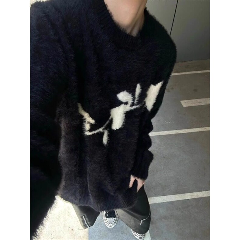 慵懒风痞帅仿水貂毛毛衣宽松潮牌美式复古针织衫MY344特P55,男装针织衫/毛衣,星座908-1