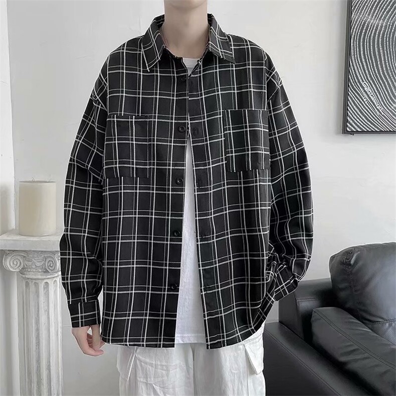 美式复古衬衫春季内搭叠穿外套小众高级感情侣上衣C8010p40,男装衬衫,星座1013