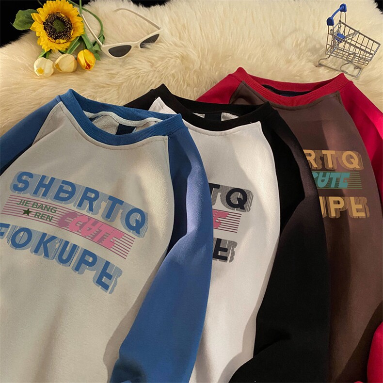 秋款男圆领套头卫衣字母印花拼色青少年夹克外套WY78P55,男装卫衣,星座1013-1