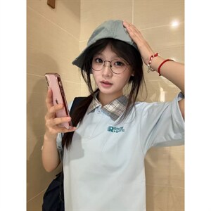 H1055-p35 广州格子布polo领体恤T恤图片