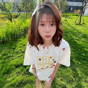 万针全刺绣工艺抖音得物高品质260克重磅纯棉双纱美式高街短袖T恤图片