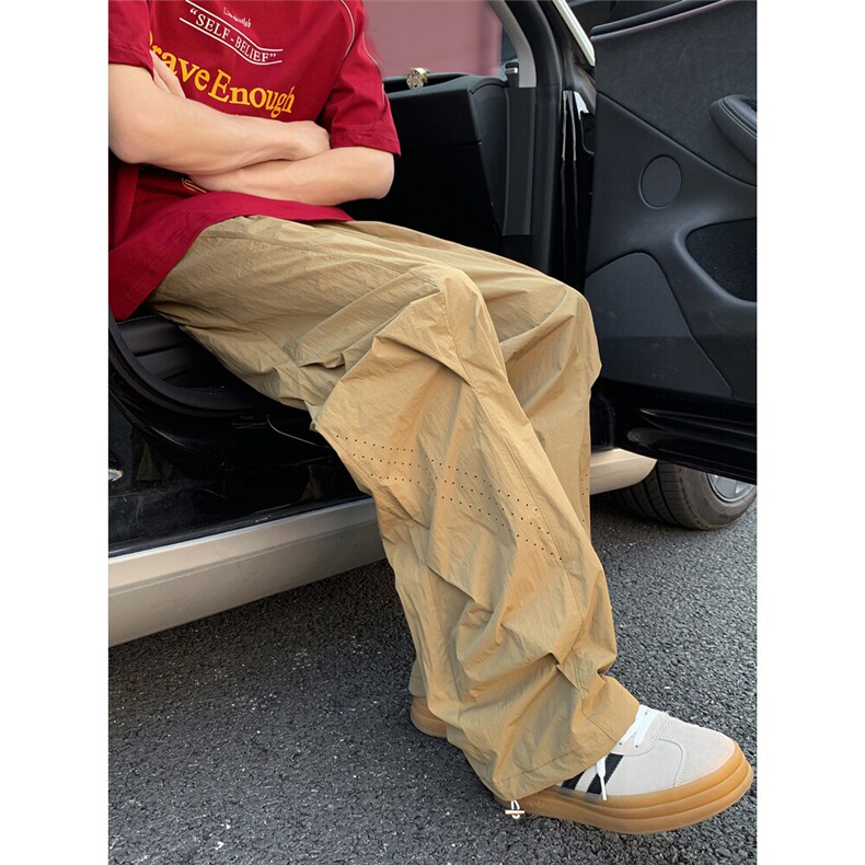 多巴胺色系夏季激光打孔潮流休闲裤男士速干冰丝裤直筒裤长裤P38,男装休闲裤,电商C306-1