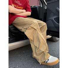 多巴胺色系夏季激光打孔潮流休闲裤男士速干冰丝裤直筒裤长裤P38，男装休闲裤，电商C306-1