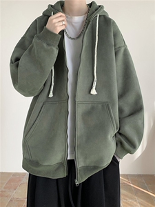 600克麂皮绒重磅加绒加厚外套开衫拉链连帽卫衣B219A-LK001-P50图片