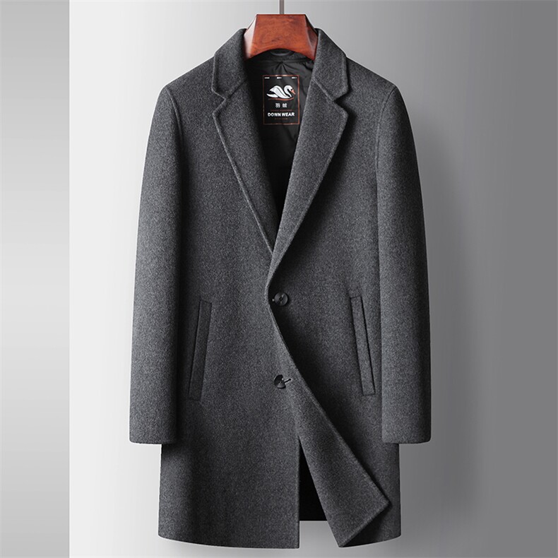 BHZ8082钱塘2020-3商务休闲秋冬季厚款简约中年男士毛呢外套P335，男装毛呢大衣，钱塘207-3