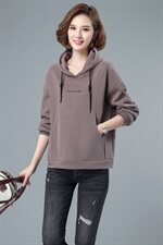 加绒加厚卫衣女2021新款秋冬韩版宽松大码套头中年40岁妈妈连帽，女装卫衣/绒衫，伊满意