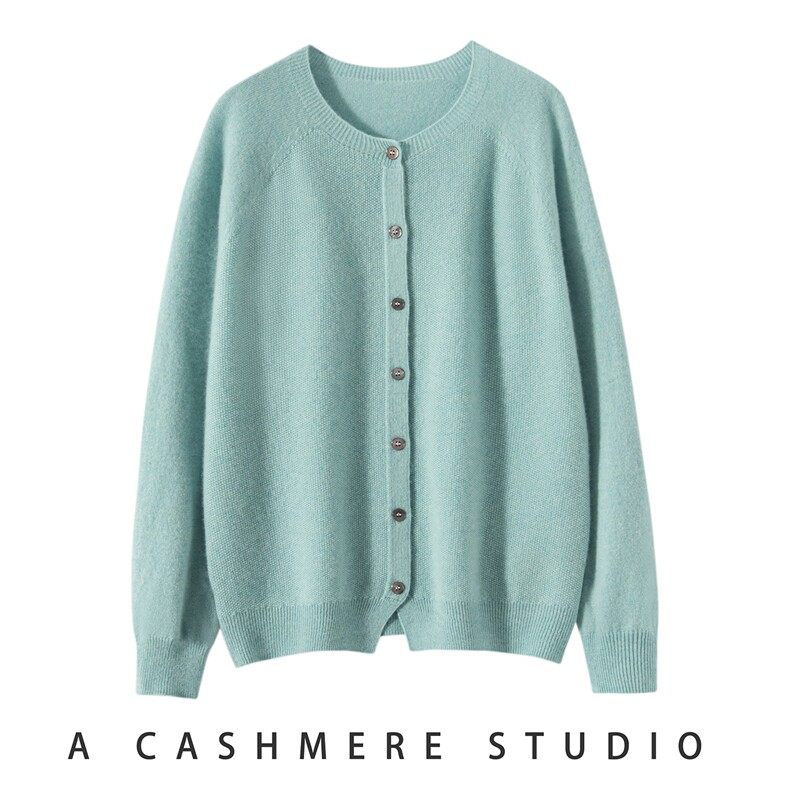 2025年秋季时尚百搭通勤简约休闲无缝桂花针开衫，女装羊绒衫，轻暖羊绒