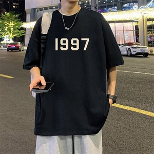 T658大码宽松纯棉运动圆领体恤衫oversize短袖T恤男重磅T图片
