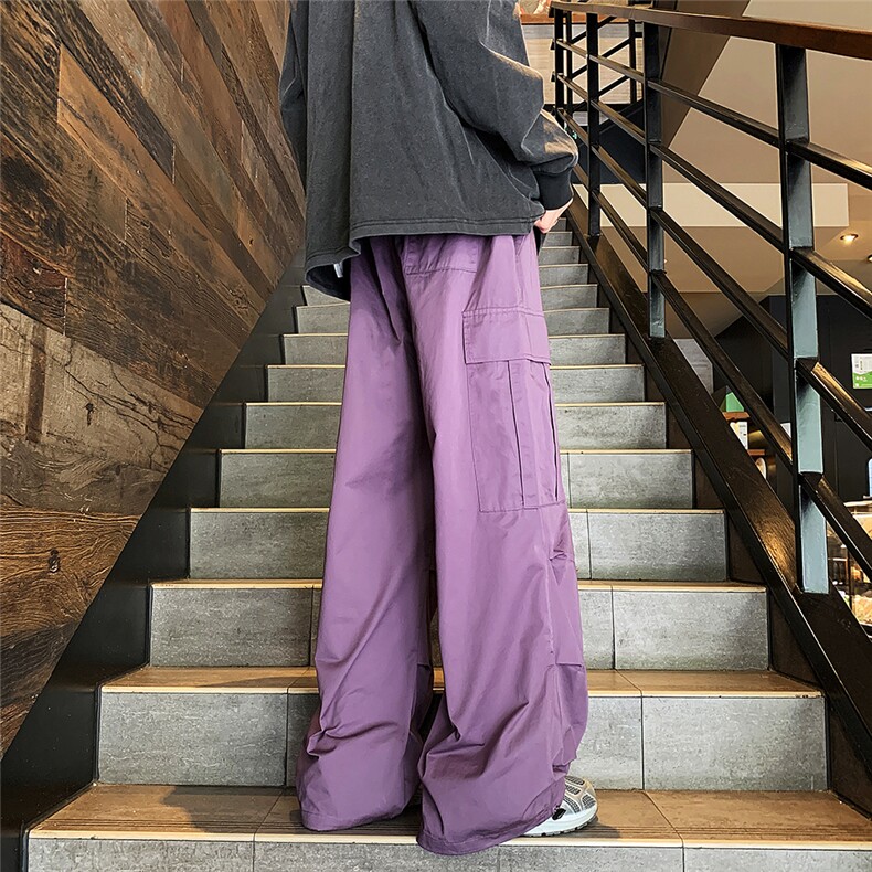 降落伞工装裤男秋冬款潮牌美式男生抽绳阔腿直筒裤子,男装休闲裤,星座410-6（原星座1304-1）