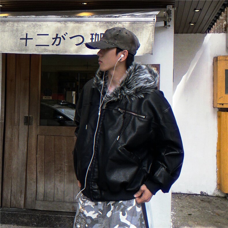 WT136-P168新款皮毛一体连帽男士冬季毛毛外套时尚百搭派克服潮,女装短外套,星座1501-3