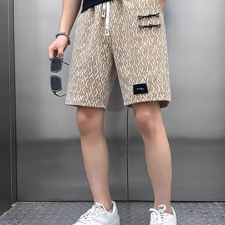 高级感格子短裤男潮牌休闲痞帅五分男裤2025新款男士夏季薄款裤子,男装牛仔裤,星座506A