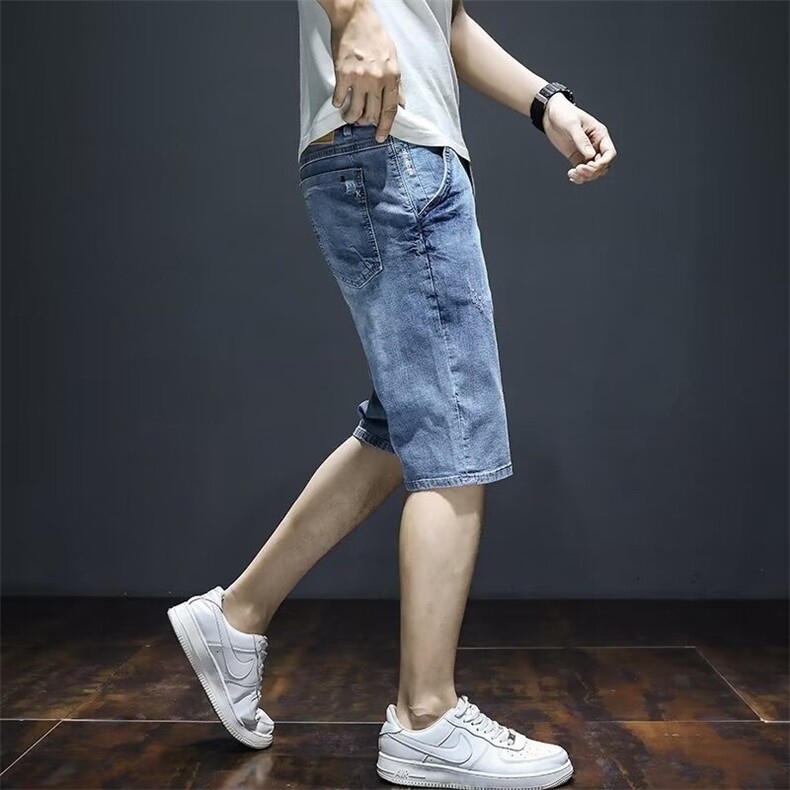 潮牌2025休闲短裤男潮流夏季薄款牛仔五分中裤宽松直筒XX2066,男装牛仔裤,星座208-5