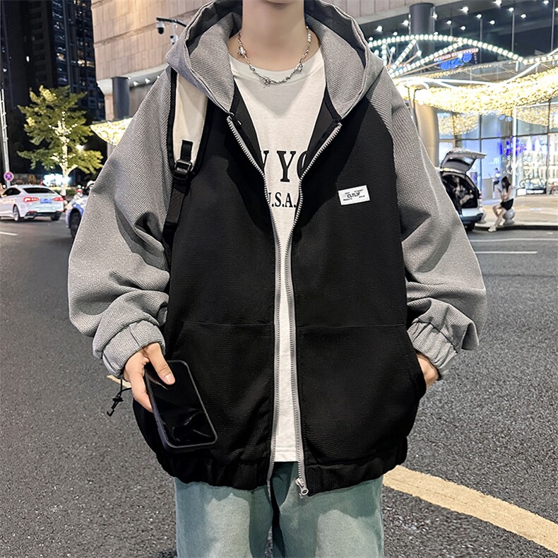 A826-P55美式复古连帽夹克外套男春秋季潮牌宽松休闲开衫卫衣,男装夹克,星座512-6