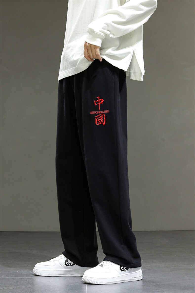 22/秋冬新款港风运动裤潮牌休闲裤潮流男裤直筒拖地裤子男士K61,男装休闲裤,星座815-2