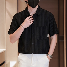 档口大货男士短袖衬衫高级感定制面料冰丝透气品质C317-C801-P55，男装衬衫，电商C317