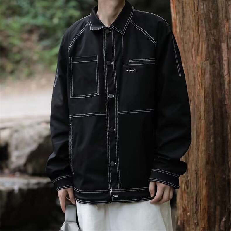 潮牌牛仔外套男士春秋季百搭痞帅情侣上衣港风宽松工装夹克,男装夹克,星座716-3
