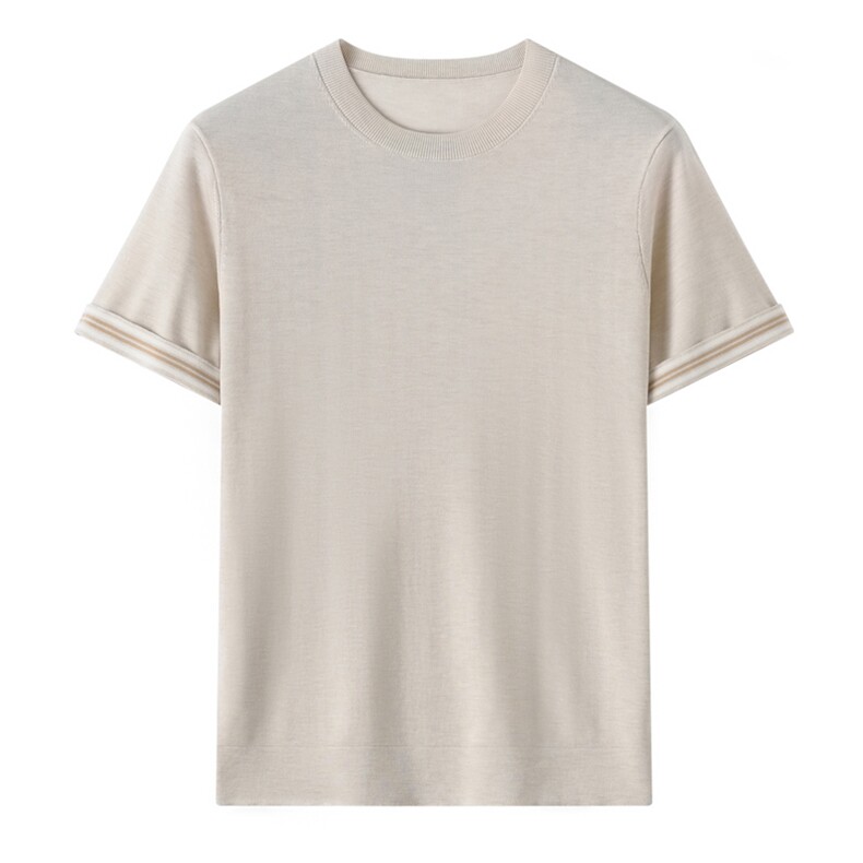 莱赛尔天丝男款圆领短袖，男装T恤，昭美羊绒