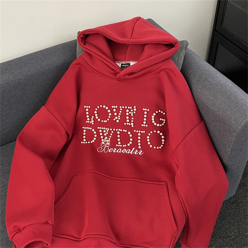 美式复古钉珠加绒卫衣男女设计感情侣宽松休闲连帽外套潮WY08-P73,男装卫衣,星座308B-1