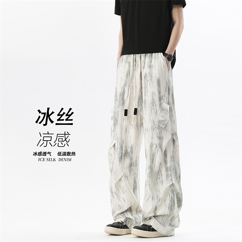 2026春季新款无影墙四面弹印花冰丝裤M-5XLHK26052-特P30,男装休闲裤,电商A022
