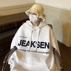 植绒字母连帽大码卫衣男秋季宽松上衣美式休闲外套JK22310p75控88，男装卫衣，星座605(原A050)