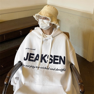 植绒字母连帽大码卫衣男秋季宽松上衣美式休闲外套JK22310p75控88图片