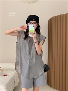 防晒套装女薄款欧洲站夏季2022新款欧货衬衫阔腿短裤两件图片