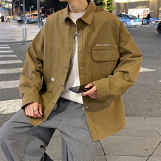 wassuphappy日系工装长袖衬衫男春秋季潮牌宽松复古休闲衬衣外套，男装衬衫，电商A161
