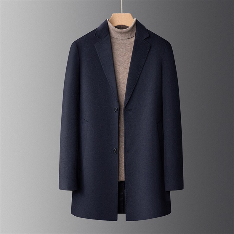 新款高端中年山羊绒休闲西服外套大衣男秋冬中老年山羊绒大衣，男装西服，钱塘723